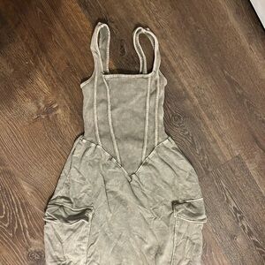 Drop Waist Sage Green Causal Dress with Pockets